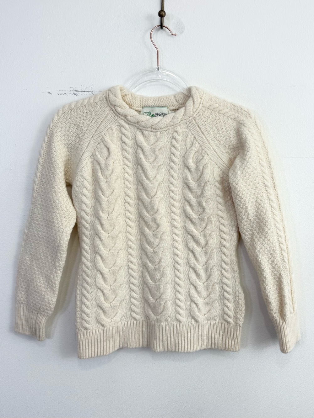 Original Aran Co Cashmere Merino Cable Knit Irish Fisherman Sweater Small